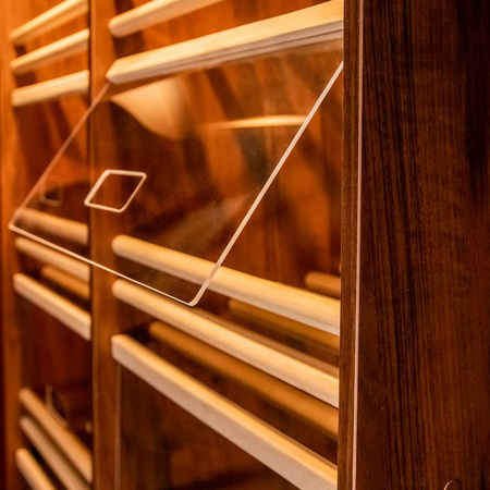 Regał na pieczywo H-200 cm L-100 cm G-50 cm plexi oświetlenie LED orzech ecco