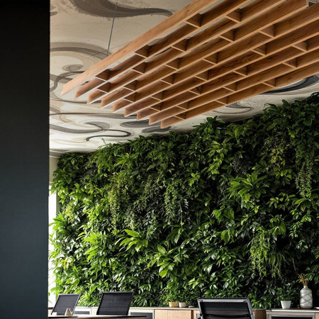 Lamel sufitowy/ścienny podwieszany modułowy Mega-M H-250 cm L-96 cm G-10 cm dąb kraft