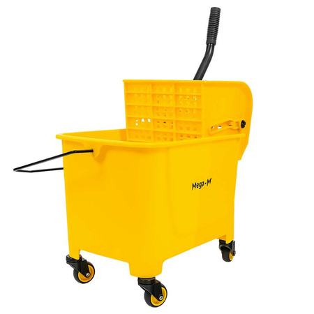 Wózek hotelowy do sprzątania Mega-M  jednowiaderkowy z prasą 20L żółty