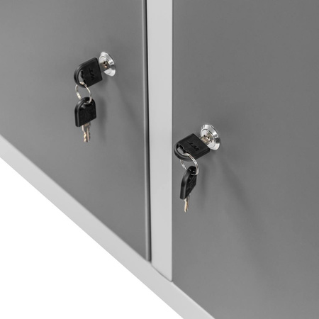 Stół warsztatowy z 6 szufladami 2 szafkami zamykanymi Mega-M HANDYMAN S-160 cm G-60 cm H-85 cm grafit