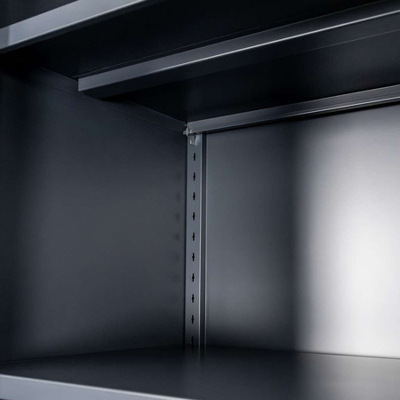 Szafa biurowa metalowa na dokumenty Mega-M pełne drzwi S-100 cm G-40 cm H-185 cm grafitowa