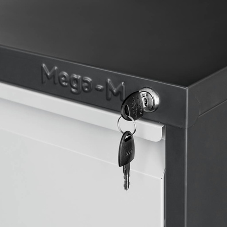 Szafka metalowa kartotekowa Mega-M WENUS W-4/S 4 szuflady A4 grafitowa/ szary front S-45 cm G-62 cm H-134 cm skręcana N
