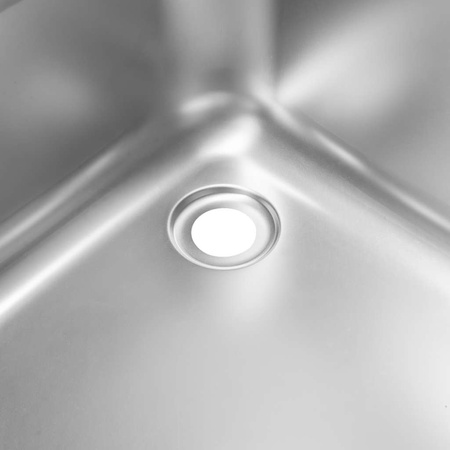 Zlew gastronomiczny spawany z komorą po lewej stronie i półką Mega-M 180x60x85 cm stal nierdzewna