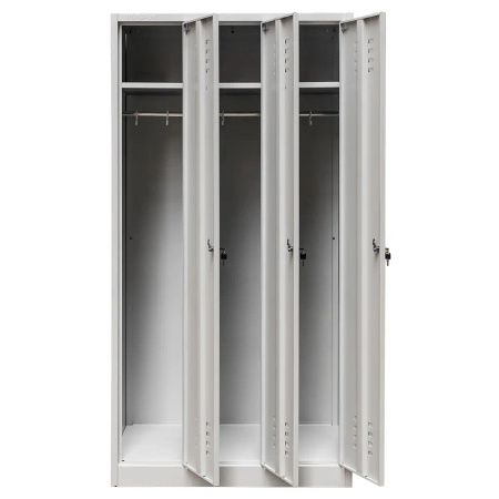Szafka ubraniowa BHP Mega-M J-90 3 drzwiowa szara S-90 cm G-50 cm H-180 cm skręcana N