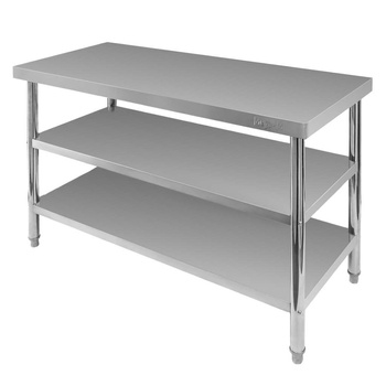 Stół ze stali nierdzewnej centralny z 2-półkami Mega-M X STANDARD S-120 cm G-70 cm H-85 cm N