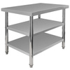 Stół ze stali nierdzewnej centralny z 2-półkami Mega-M X STANDARD S-100 cm G-70 cm H-85 cm N