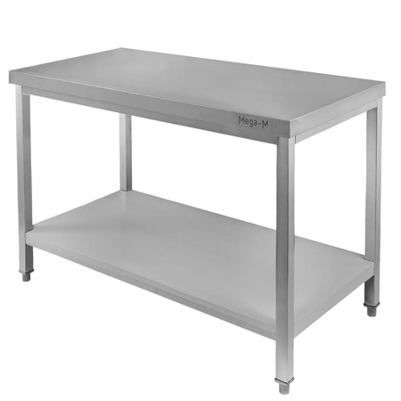 Stół ze stali nierdzewnej centralny z półką Mega-M S-100 cm G-70 cm H-85 cm N