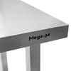 Stół ze stali nierdzewnej centralny z półką i 6 nogami Mega-M S-180 cm G-70 cm H-85 cm N