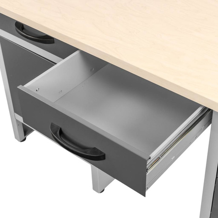 Stół warsztatowy Mega-M  HANDYMAN S-160cm x G-60 cm x H-85 cm 6 szuflad + 1 szafka grafit N