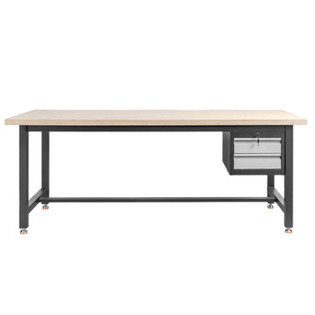 Stół warsztatowy Mega-M S-200 cm + szafka 2 szuflady system 01 grafit/front szary N