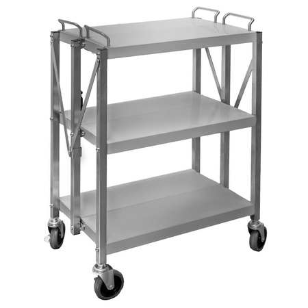 Wózek kelnerski składany ze stali nierdzewnej 3-półkowy Mega-M S-88 cm G-50 cm H-96 cm N
