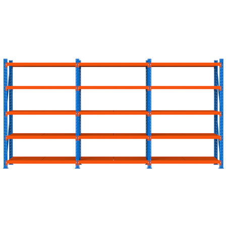 Regał magazynowy 15-półkowy Mega-M FORTIS LIGHT H-200 cm L-585 cm G-50 cm