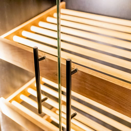 Regał na pieczywo Mega-M moduł z szybą LED H-205 cm L-100 cm G-58 cm czarny / dąb kraft N