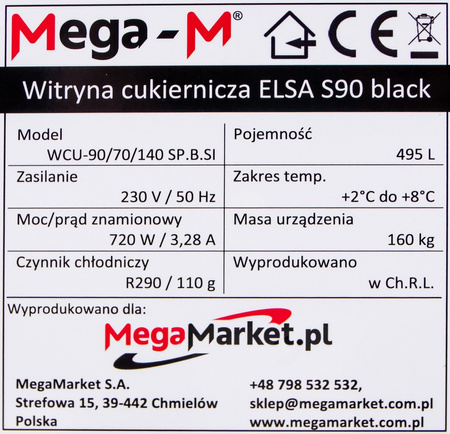 Witryna cukiernicza Mega-M ELSA S90 black
