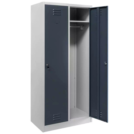 Szafka ubraniowa BHP Mega-M J-80 2 drzwiowa szara/ grafitowy front  S-80 cm G-50 cm H-180 cm skręcana N