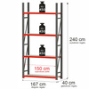 Regał metalowy magazynowy 4-półkowy Mega-M FORTIS H240 cm L-167 cm G-40 cm moduł bazowy