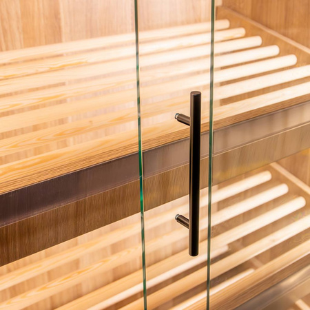 Regał na pieczywo z szybą Mega-M H-205 cm L-100 cm G-58 cm dąb amerykański