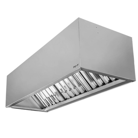 Okap gastronomiczny skrzyniowy z łapaczem tłuszczem Mega-M 180x70x50 cm stal nierdzewna