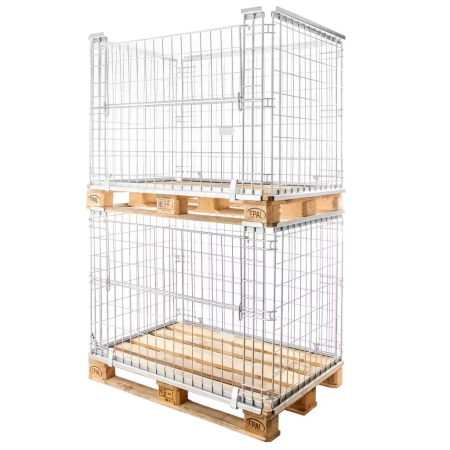 Gitterbox nadstawka paletowa z obramowaniem S-120 cm G-80 cm H-90 cm oczko 6x10 cm otwierany dłuższy bok ocynk N