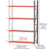 Regał metalowy magazynowy 4-półkowy Mega-M FORTIS H-240 cm L-208.5 cm G-60 cm moduł dostawny