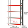 Regał metalowy magazynowy 4-półkowy Mega-M FORTIS H-200 cm L-158.5 cm G-50 cm moduł dostawny
