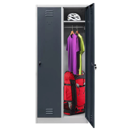 Szafka BHP ubraniowa Mega-M pracownicza 2-drzwiowa S-80 cm szara/grafitowy front