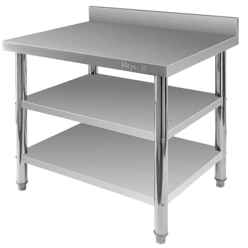 Stół ze stali nierdzewnej przyścienny z 2-ma półkami Mega-M X STANDARD S-100cm G-60 cm H-85 cm N