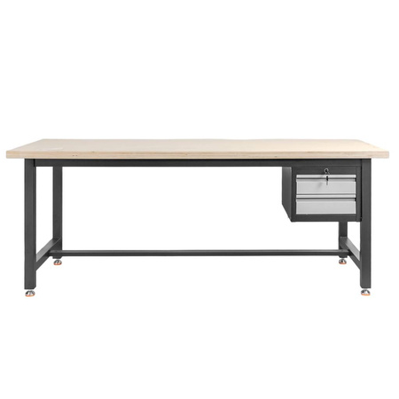 Szafka narzędziowa Mega-M do stołów warsztatowych  2 szuflady S-37 cm x G-48,6 cm x H-34 cm system 01 grafit/front szary N