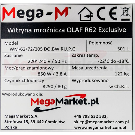 Witryna mroźnicza Mega-M OLAF R62 Exclusive