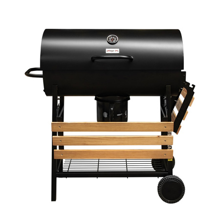 Grill ogrodowy węglowy beczka Mega-M 2 x stolik boczny