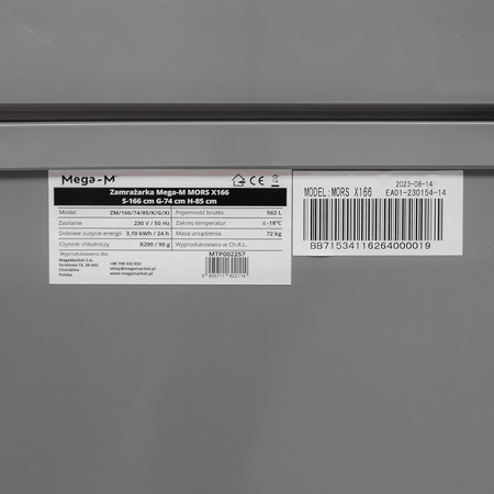 Zamrażarka Mega-M MORS X166 S-166 cm G-74 cm H-85 cm N