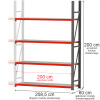 Regał metalowy magazynowy 4-półkowy Mega-M FORTIS H-200 cm L-208.5 cm G-60 cm moduł dostawny