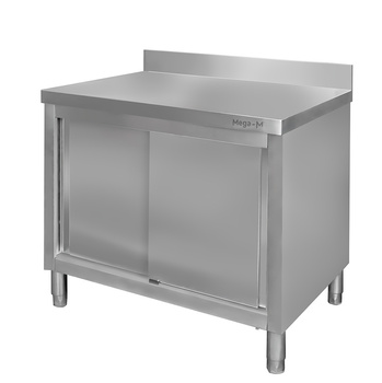 Stół ze stali nierdzewnej przyścienny z szafką Mega-M S-100 cm G-70 cm H-85 cm N
