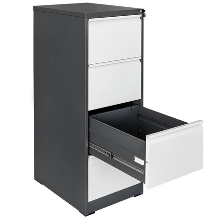Szafka metalowa kartotekowa Mega-M WENUS W-4/S 4 szuflady A4 grafitowa/ szary front S-45 cm G-62 cm H-134 cm skręcana N