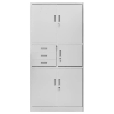 Szafa biurowa metalowa Mega-M WENUS W-14 na akta z sejfem szara S- 90 cm G- 40 cm H-185 cm skręcana N