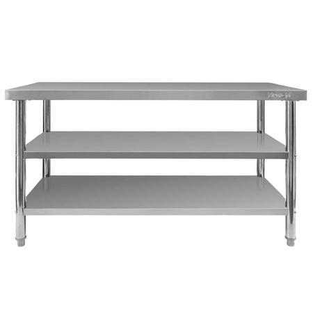 Stół ze stali nierdzewnej centralny z 2-półkami Mega-M X STANDARD S-150 cm G-60 cm H-85 cm N