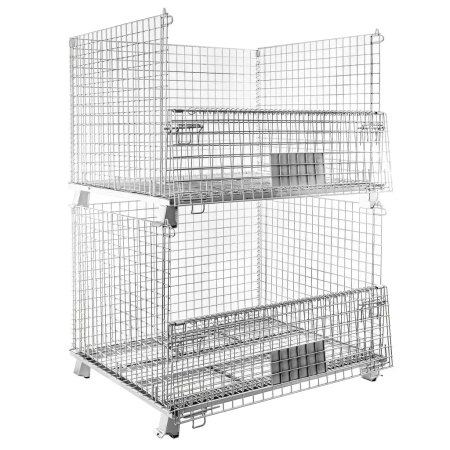Pojemnik siatkowy Gitterbox S-120 cm G-100 cm H-89 cm oczko 5x5 cm wzmacniany z otwieranym bokiem ocynk N