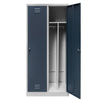 Szafka ubraniowa BHP Mega-M J-80 2 drzwiowa z przegrodami szara/ grafitowy front S-80 cm G-50 cm H-180 cm skręcana N
