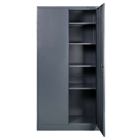 Szafa biurowa metalowa na dokumenty FURVERO pełne drzwi S-90 cm G-40 cm H-185 cm grafitowa