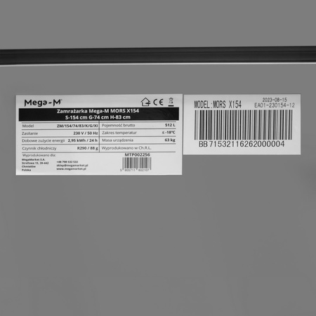 Zamrażarka Mega-M MORS X154 S-154 cm G-74 cm H-83 cm N