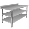 Stół ze stali nierdzewnej przyścienny z 2-ma półkami Mega-M X STANDARD S-150cm G-70 cm H-85 cm N