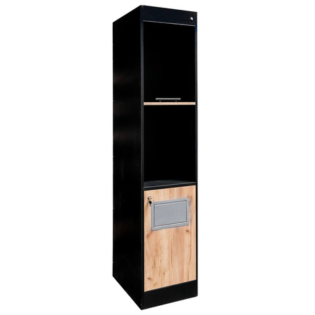 Regał na pieczywo Mega-M moduł akcesoria  H-205 cm L-45 cm G-58 cm czarny / dąb kraft N