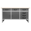 Stół warsztatowy z 6 szufladami 2 szafkami zamykanymi Mega-M HANDYMAN S-160 cm G-60 cm H-85 cm grafit