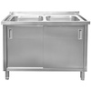 Zlew gastronomiczny spawany dwukomorowy z szafką Mega-M 120x70x85 cm stal nierdzewna