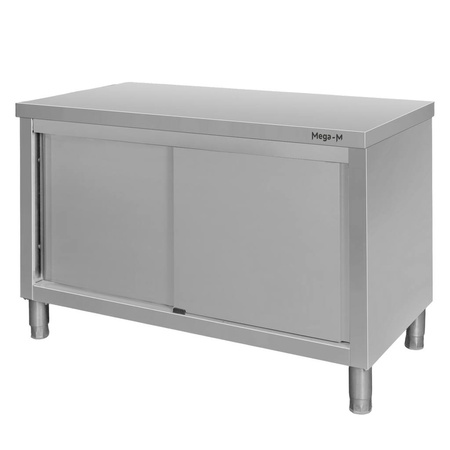 Stół ze stali nierdzewnej centralny z szafką Mega-M S-150 cm G-70 cm H-85 cm N