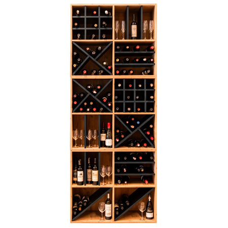 Moduł regału ozdobnego na wino/alkohole mocne Mega-M H-86 cm L-100 cm G-40 cm dąb artisan/czarny