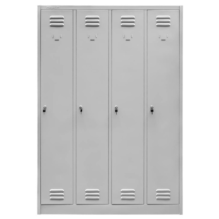 Szafka ubraniowa BHP Mega-M J-120 4 drzwiowa szara S-120 cm G-50 cm H-180 cm skręcana N