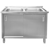 Zlew gastronomiczny spawany dwukomorowy z szafką Mega-M 120x70x85 cm stal nierdzewna