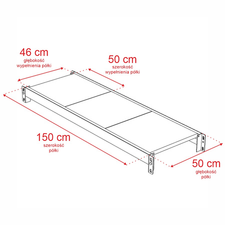 Regał magazynowy 4-półkowy Mega-M FORTIS H-200 cm L-158,5 cm G-50 cm moduł dostawny N