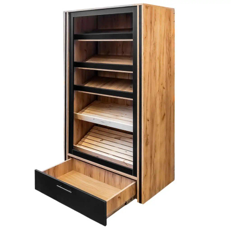Regał na pieczywo otwarty Mega-M H- 204 cm L- 110 cm G- 62 cm dąb kraft / czarny N